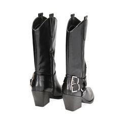 Stivali texani neri con fibbie, tacco 6,5 cm, Primadonna, 233073128EPNERO035, 003 preview