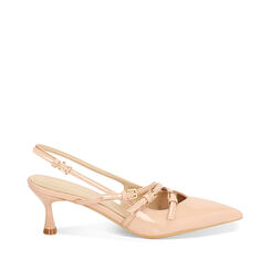 Décolleté slingback donna nude con cinturini, tacco 6 cm, Primadonna, 252118220VENUDE035, 001a