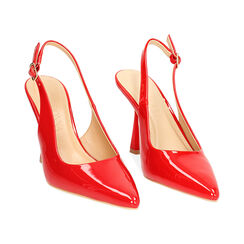 Décolleté slingback donna rosse in vernice, tacco 7,5 cm, Primadonna, 254912902VEROSS035, 003 preview