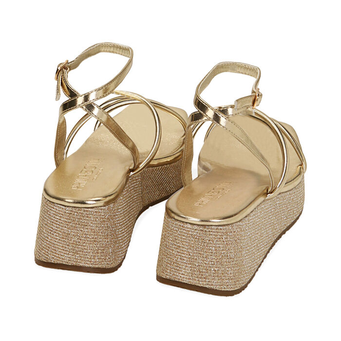 Sandali donna oro zeppa glitter 5 5 cm Primadonna Collection