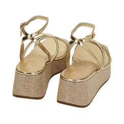 Sandali oro, zeppa glitter 5,5 cm, Primadonna, 214958502LMOROG036, 003 preview