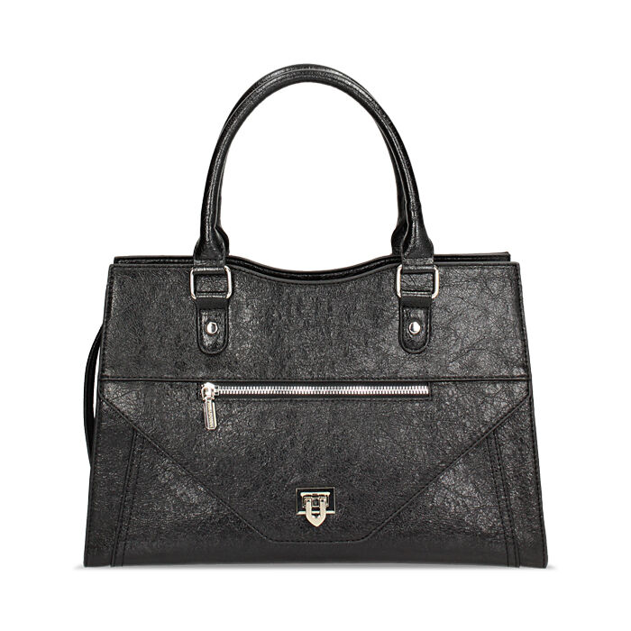Borsa a mano nera in crack, Promozioni, 24D583201SCNEROUNI