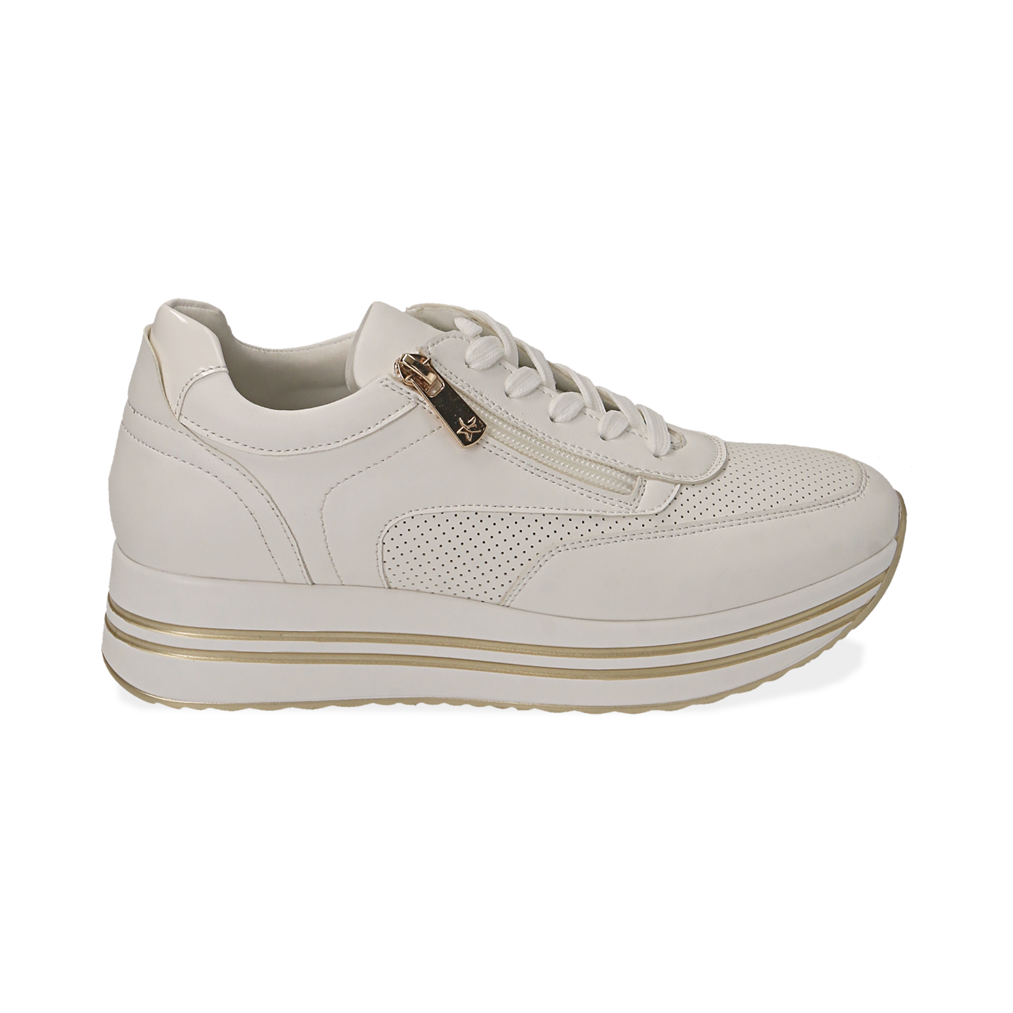 sneakers platform bianche pelle