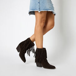 Bottines en daim brun foncé avec talon de 7,2 cm, Primadonna, 26B800514CMMORO035, 003 preview