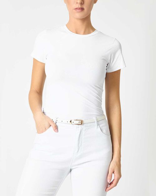 Cintura donna bianco vernice stretta, WHITE