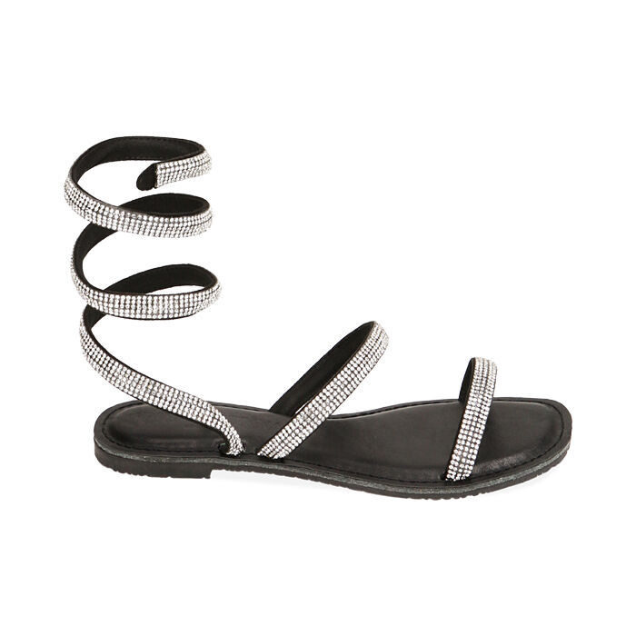 Sandali neri con strass, Primadonna, 214986601MFNERO035