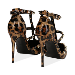 D&eacute;collet&eacute; leopard in vernice con borchie, tacco 11 cm , Scarpe, 142125910VELEOP035, 004 preview