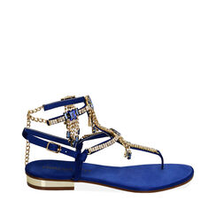 Sandalias chanclas joya azul de raso, Primadonna, 194909992RSBLUE036, 001a