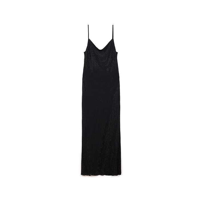 Vestito nero in paillettes con dettagli scintillanti, Primadonna, 26C925040PLNEROL