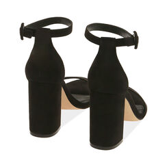 Sandales noires en microfibre, talon 9 cm , Fin de Collection, 192783414MFNERO035, 004 preview