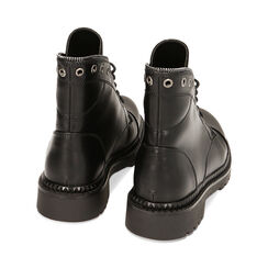 Bottines à lacets noir avec semelle en caoutchouc et talon de 4 cm, Primadonna, 260685306EPNERO035, 004 preview