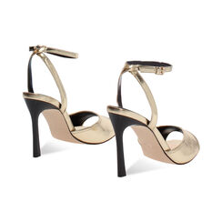 Sandali con tacco dorati da donna con altezza 9,5 cm, Primadonna, 26M707350LMOROG035, 003 preview