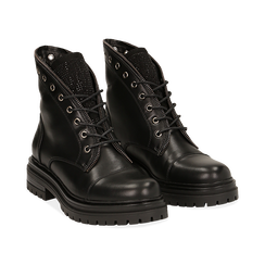 Anfibi neri in eco-pelle con gambale sagomato, Scarpe, 140618196EPNERO036, 002 preview