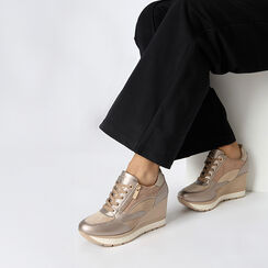 Sneakers beige con suola in gomma di 8,5 cm, Primadonna, 262811631EPBEIG036, 002 preview