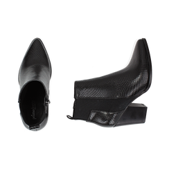 Camperos neri in eco-pelle, effetto snake, tacco 8 cm , Stivaletti, 140585962EVNERO041, 003 preview