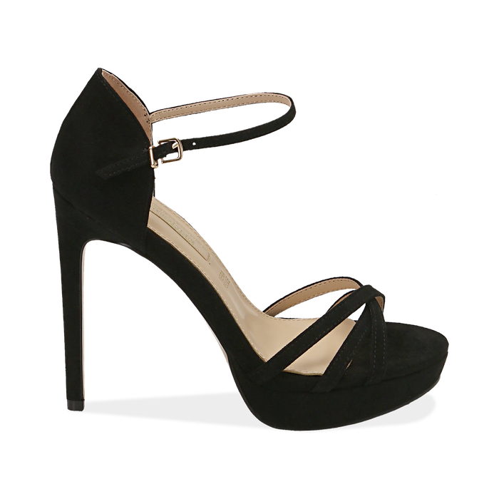 Sandali Neri In Microfibra Tacco 12 50 Cm Primadonna Collection