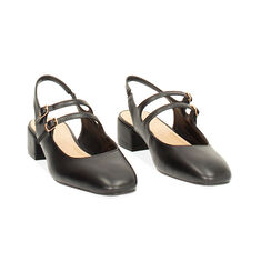 Décolleté slingback donna nere con punta arrotondata, tacco 4 cm, Primadonna, 254962778EPNERO035, 003 preview