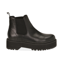 Chelsea boots platform neri in eco-pelle, suola 5,5 cm , Stivaletti, 140619239EPNERO036, 001 preview