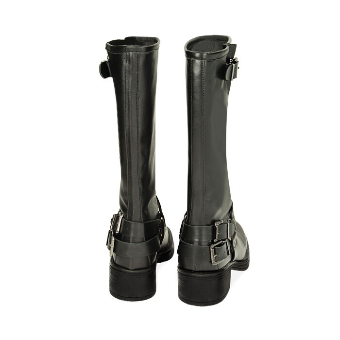 Bottes noires hautes a bout carre talon 4 cm Primadonna Collection