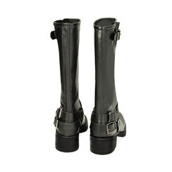 Biker alti neri punta quadra, tacco 4 cm, Primadonna, 229305801EPNERO035, 003 preview