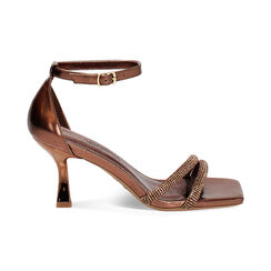 Sandales à talon femme cuivre en laminé avec pierres, Primadonna, 254923401LPRAME035, 001 preview