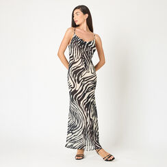 Vestido de mujer cebra en tela, Primadonna, 25C910002TSZEBRM, 002a