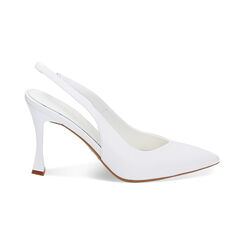 Décolleté slingback bianche, tacco 9,5 cm, Primadonna, 232102602EPBIAN035, 001 preview