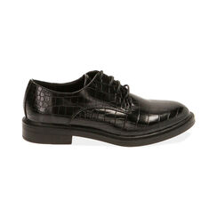 Chaussures à lacets noires imprimé croco , Soldés, 180611405CCNERO035, 001 preview
