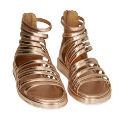 Sandali cage flat rosa oro in pelle, Scarpe, 19M320005PERAOR038, 002a