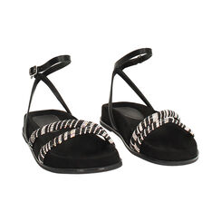 Sandali bassi donna neri in microfibra e pietre, Primadonna, 254939567MPNERO035, 003 preview