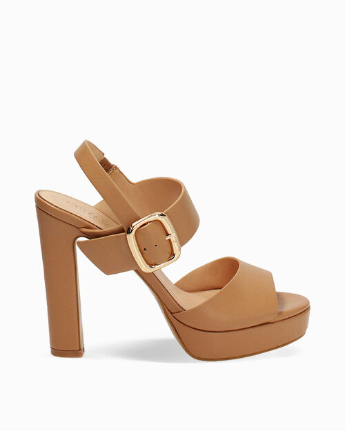Sandali camel con tacco 11,5 cm, CAMEL