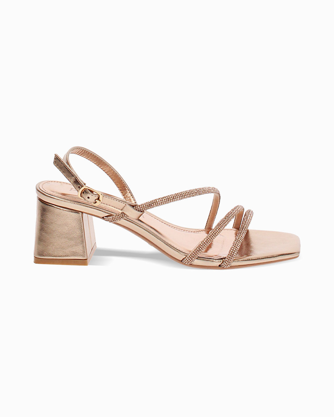 Sandali rosa-oro con tacco 5,5 cm