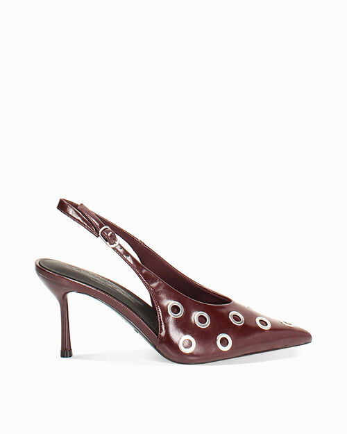 D&eacute;collet&eacute; slingback bordeaux con obl&ograve;,  tacco 8 cm, BURGUNDY