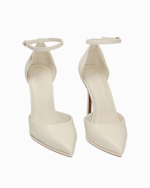 D&eacute;collet&eacute; Open Shank panna, tacco 10 cm, CREAM