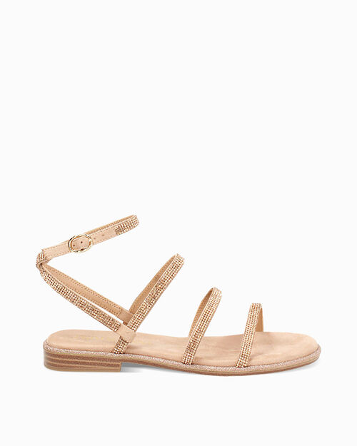 Sandali bassi donna nude in microfibra, 