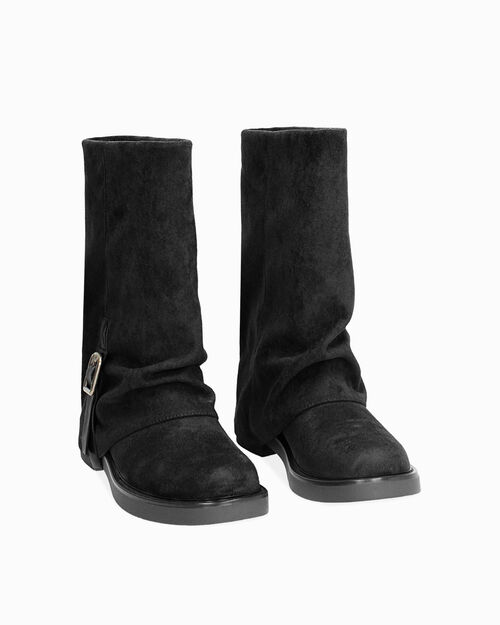 ZAPATOS BIKER MICROFIBRA NERO, BLACK
