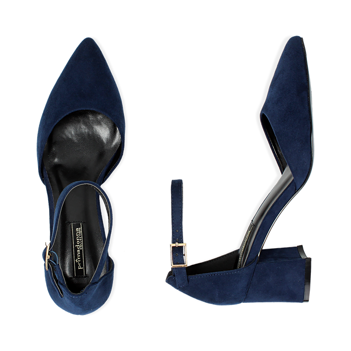Decollete Blu In Microfibra Con Cinturino Tacco 6 Cm Primadonna Collection