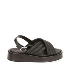 Sandalias negras, cuña 4 cm, 17A121336EPNERO036, 001a