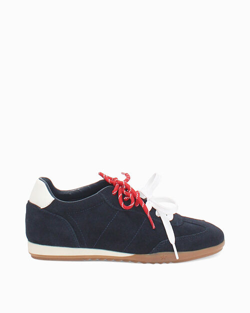 Sneakers blu in camoscio con doppio laccio, BLUE