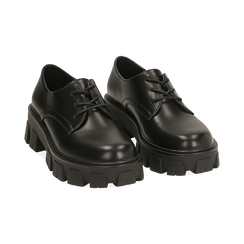 Chaussures à lacets noires chunky, talon 5 cm  , Soldés, 160611113EPNERO037, 002 preview