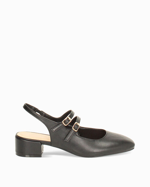 Escarpins slingback femme noirs avec bout arrondi, BLACK