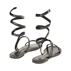Sandali bassi neri in pitone, Primadonna, 234986611PTNERO037, 003 preview