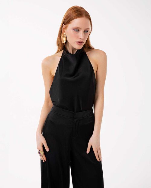 Top negro elegante con detalles refinados, BLACK