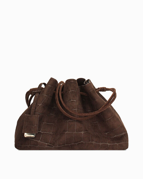 Borsa a spalla testa di moro con tracolla, DK BROWN