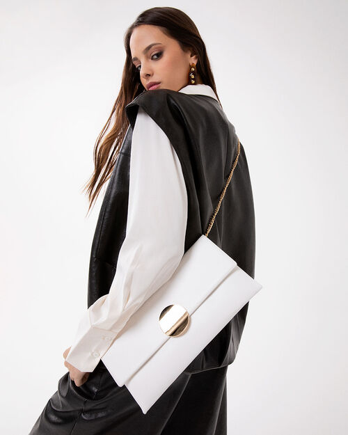 Pochette bianca con tracolla removibile, WHITE