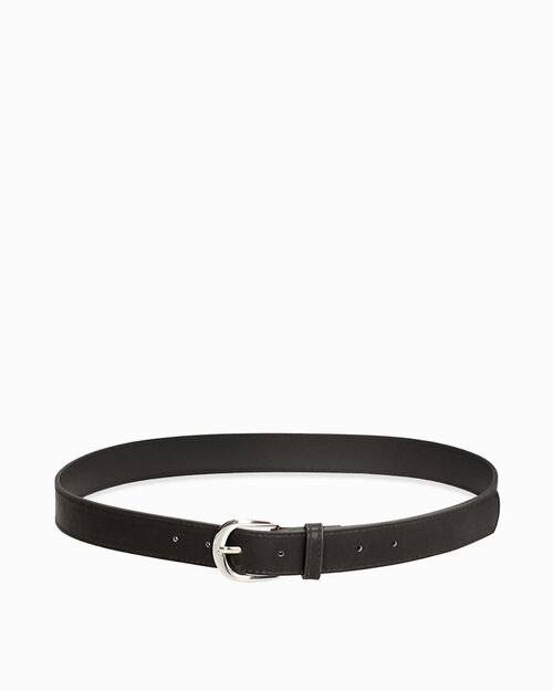 Cintura nera con fibbia argentata, BLACK