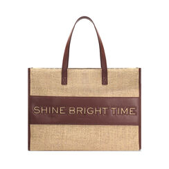 Borsa a spalla donna beige in tessuto, Primadonna, 252324124TSBEIGUNI, 001a