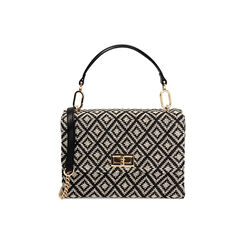 Mini bag donna nera-panna in raffia, Primadonna, 255125664RFNEPAUNI, 001 preview