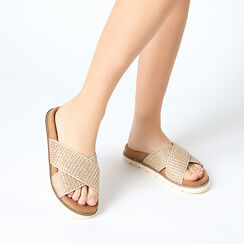 Sandali bassi donna beige in raffia, Primadonna, 25P347702RFBEIG036, 002 preview