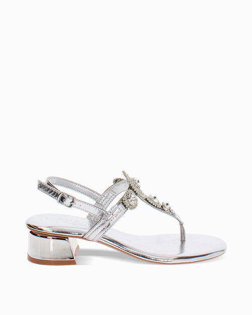 Sandali con tacco argento scintillanti 3,6 cm, SILVER